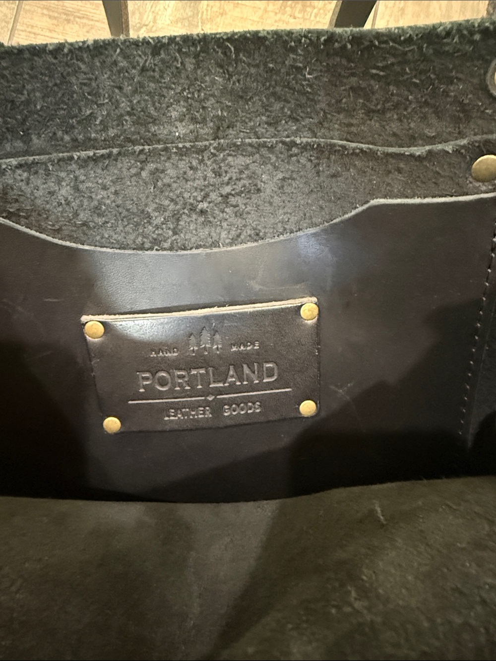Portland Leather Black Leather Tote with Front Pocket - Picture 2 of 5